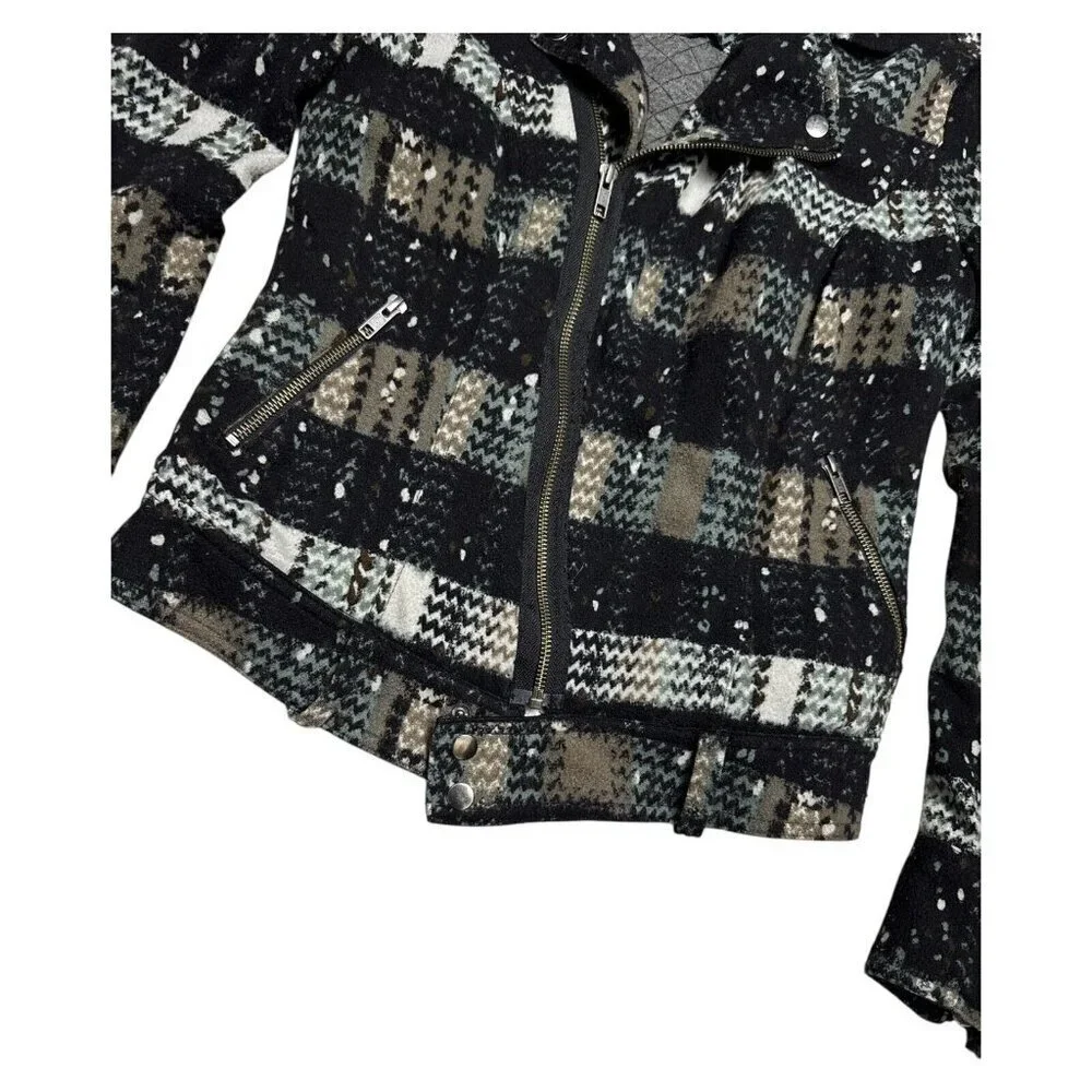 FREE PEOPLE Soft Flannel Plaid Full Zip Designer Light Jacket Womens Size 6